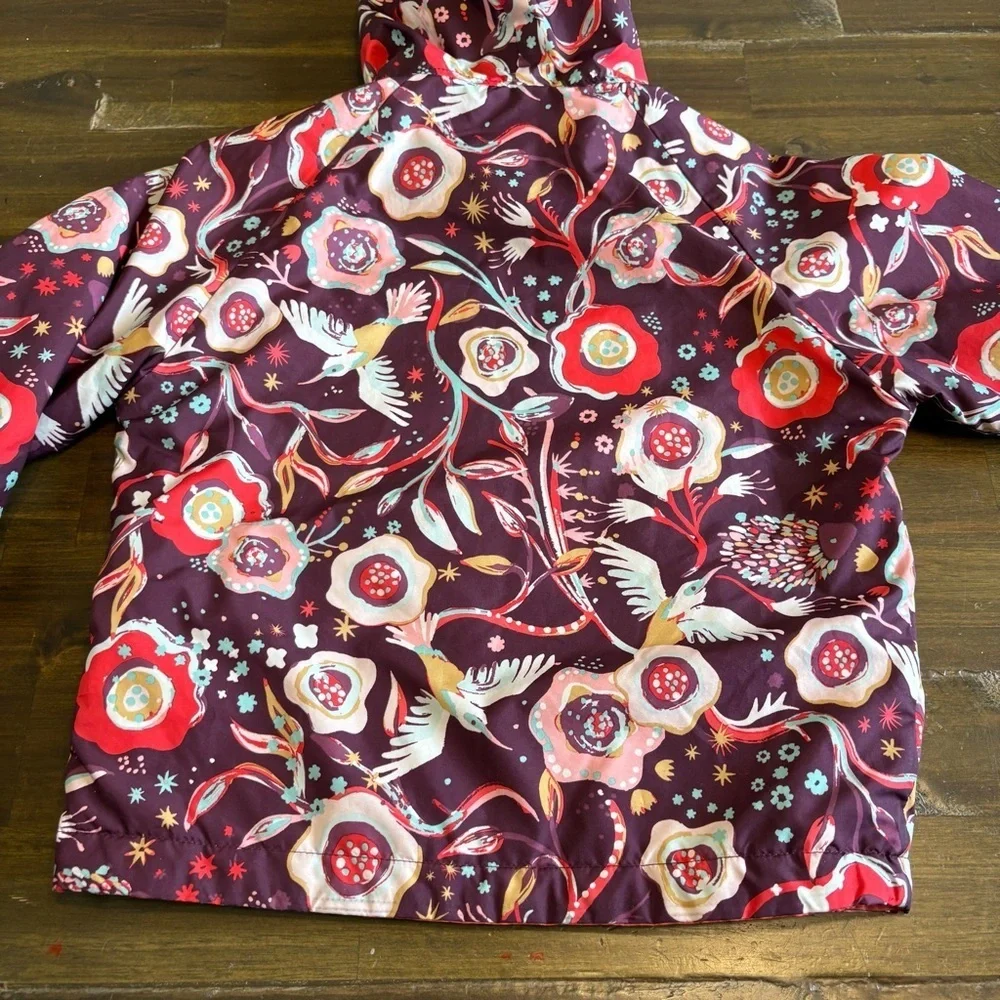 Patagonia Toddler Girls Jacket Floral Bird Pattern Hooded 2T Winter - Picture 5 of 6